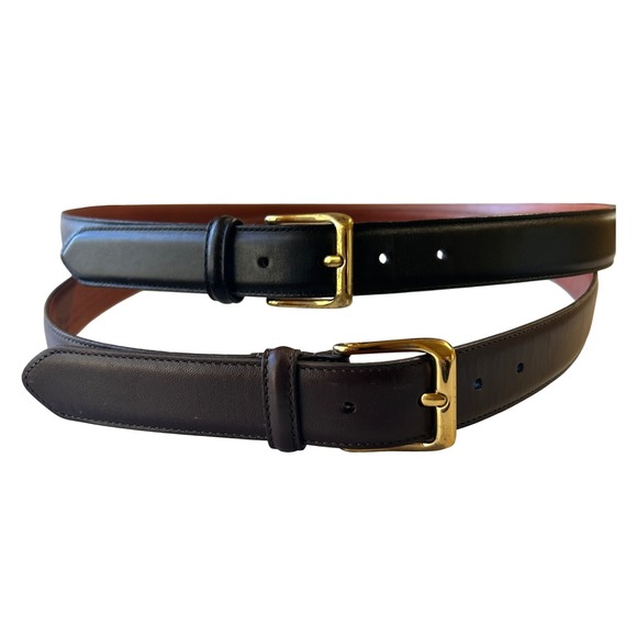 Coach‎ Mens Burnished Leather Belt Bundle Brass buckle Brown & Black